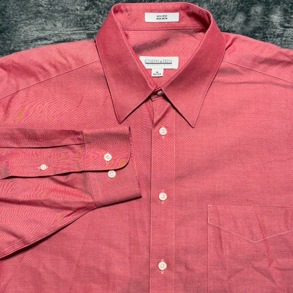 Joseph & Feiss Dress Shirt Mens 16 32/33 Reddish Pink